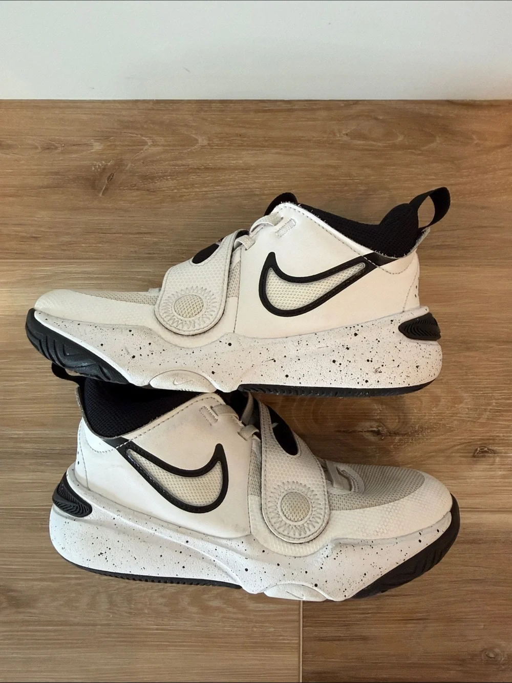 Nike Kids White and Black High-Top Sneakers with Velcro Strap